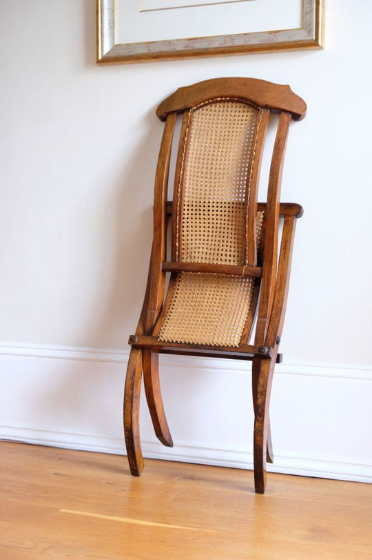 Mahogany framed antique folding campaign chair