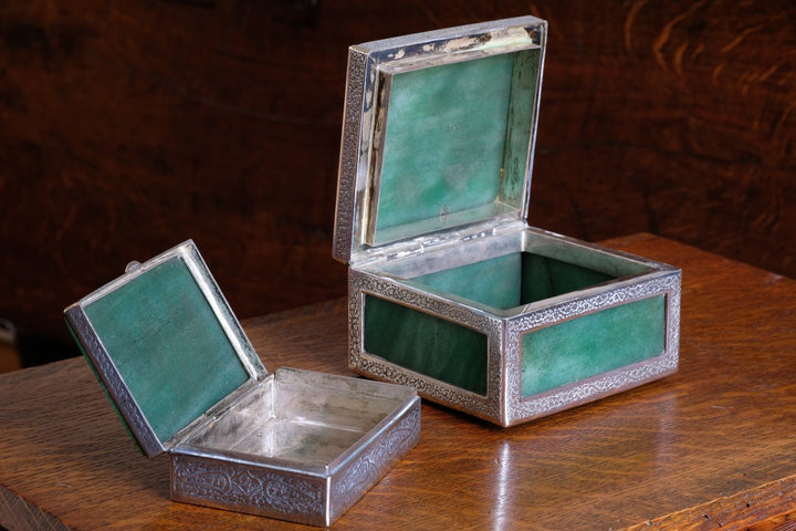 Silver and jadeite boxes