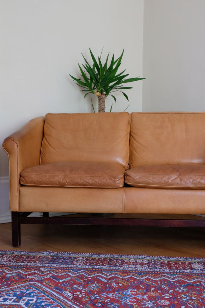 Vintage Leather Danish Sofa by Stouby