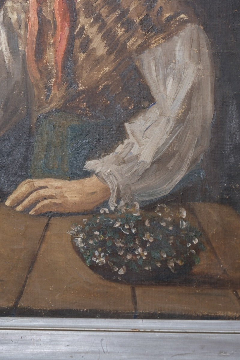 Oil On Canvas Study Of A Girl By Christian Aigens