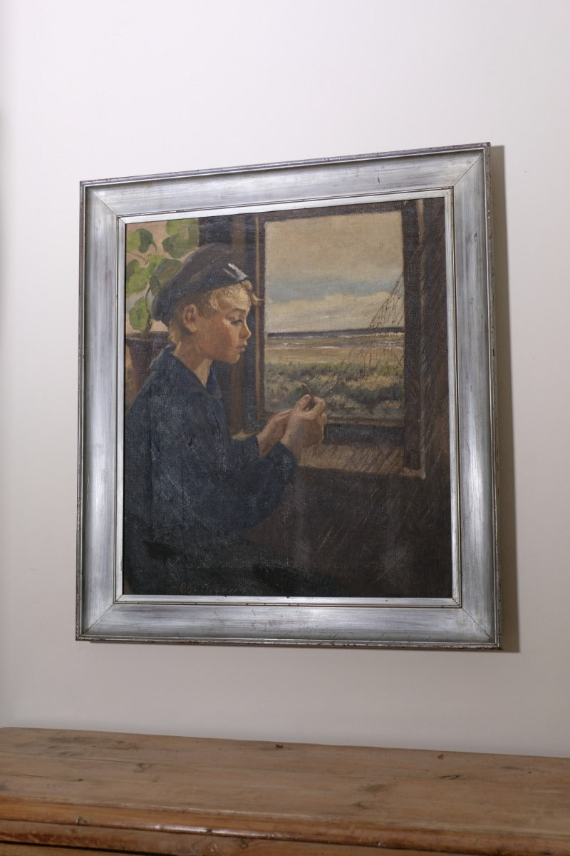 Oil On Canvas Study Of A Boy By Christian Aigens