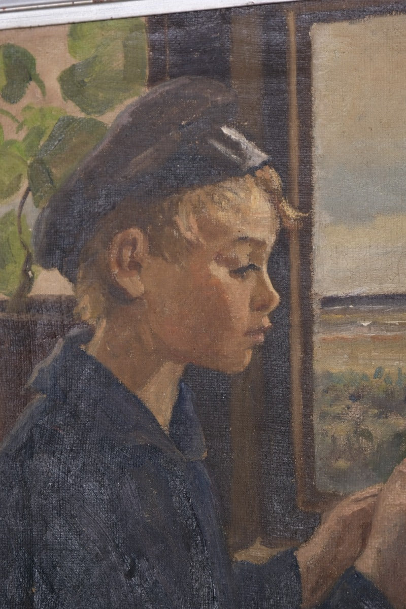 Oil On Canvas Study Of A Boy By Christian Aigens