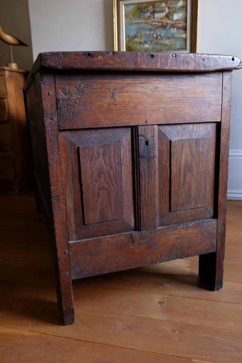 18th Century carved oak coffer chest dated 1791