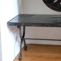 Mid 20th Century  Coffee Table Wrought Iron & Repoussé Pewter Top