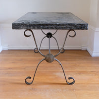 Mid 20th Century  Coffee Table Wrought Iron & Repoussé Pewter Top