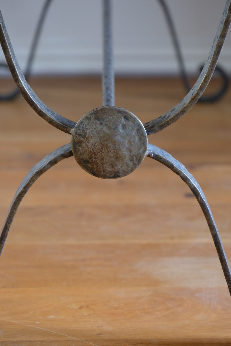 Mid 20th Century  Coffee Table Wrought Iron & Repoussé Pewter Top