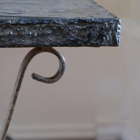 Mid 20th Century  Coffee Table Wrought Iron & Repoussé Pewter Top