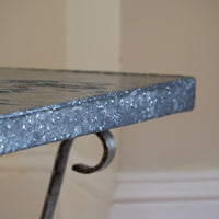 Mid 20th Century  Coffee Table Wrought Iron & Repoussé Pewter Top