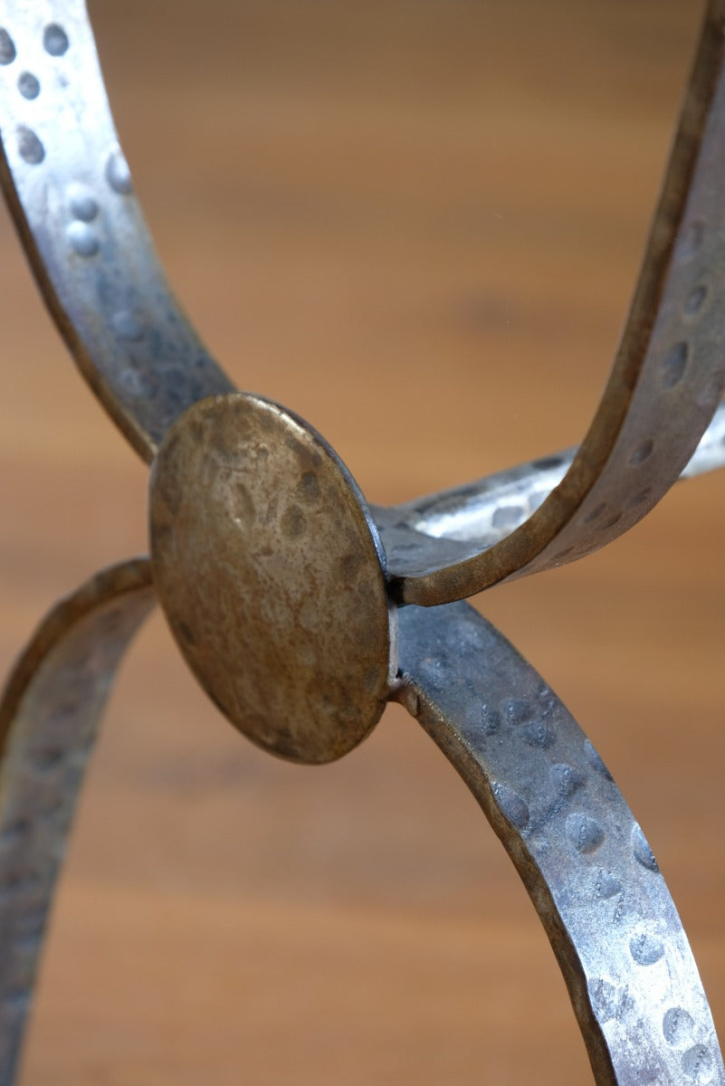 Mid 20th Century  Coffee Table Wrought Iron & Repoussé Pewter Top