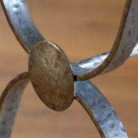 Mid 20th Century  Coffee Table Wrought Iron & Repoussé Pewter Top