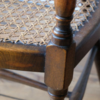 Rare Jas Shoolbred bentwood lattice back armchair with cane seat and pierced Arts & Crafts design