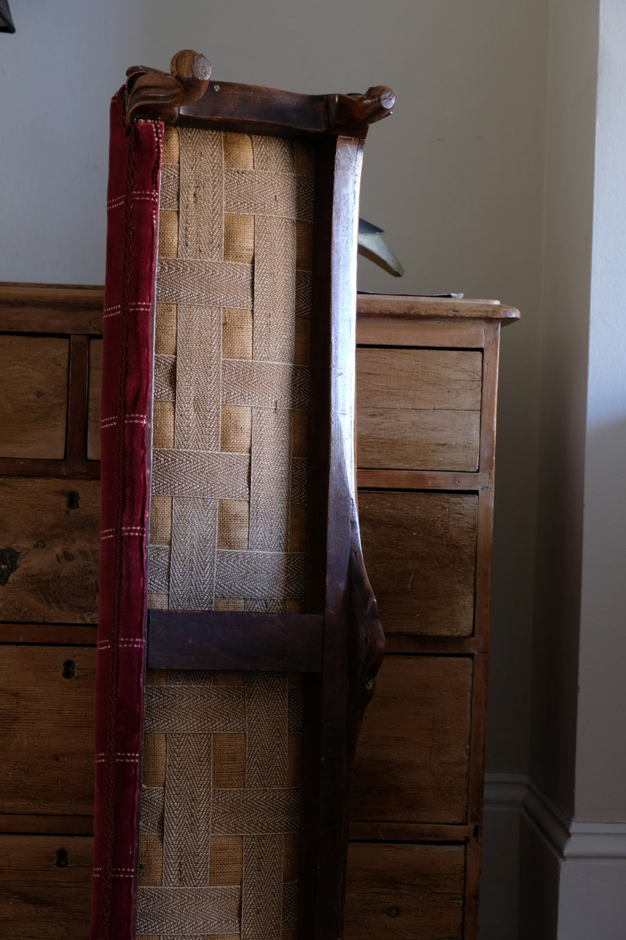Early 1900's Carved Walnut Upholstered Foot Stool