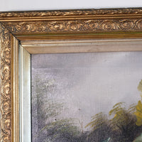 Still life oil painting of fruit flowers and a Blue Tit - Circa 1880s