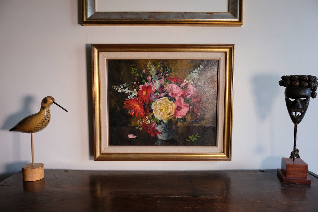 Still life oil painting of garden flowers by John Codner RWA - oil on canvas