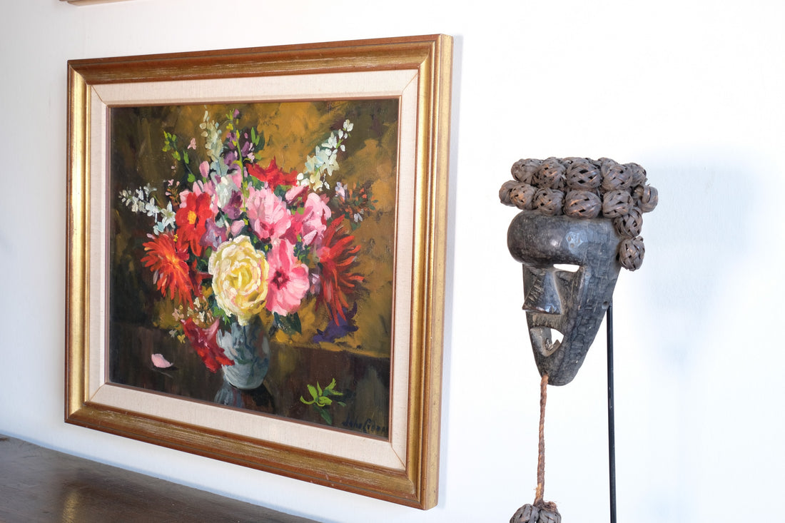 Still life oil painting of garden flowers by John Codner RWA - oil on canvas