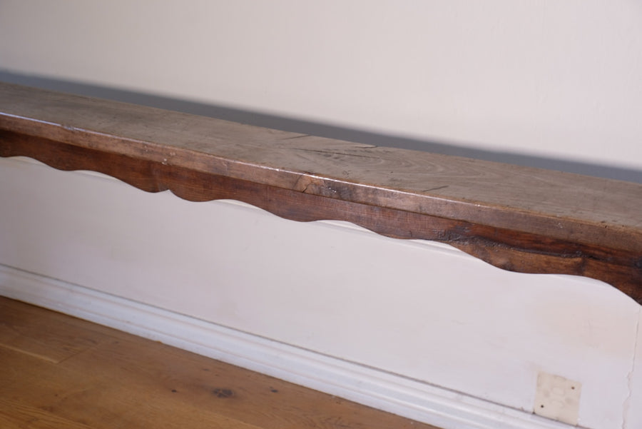 19th Century Elm Bench With Fret Work Detailing
