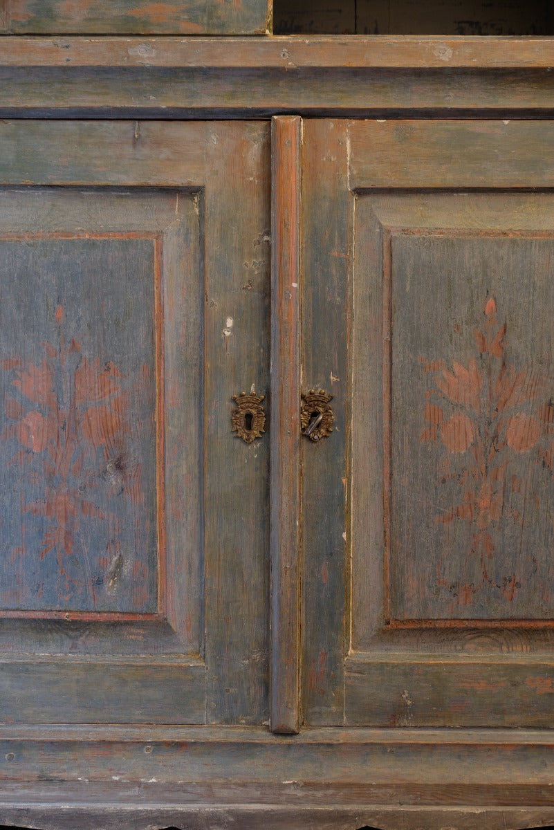 19th Century Swedish Folk Art Painted Four Door Dresser