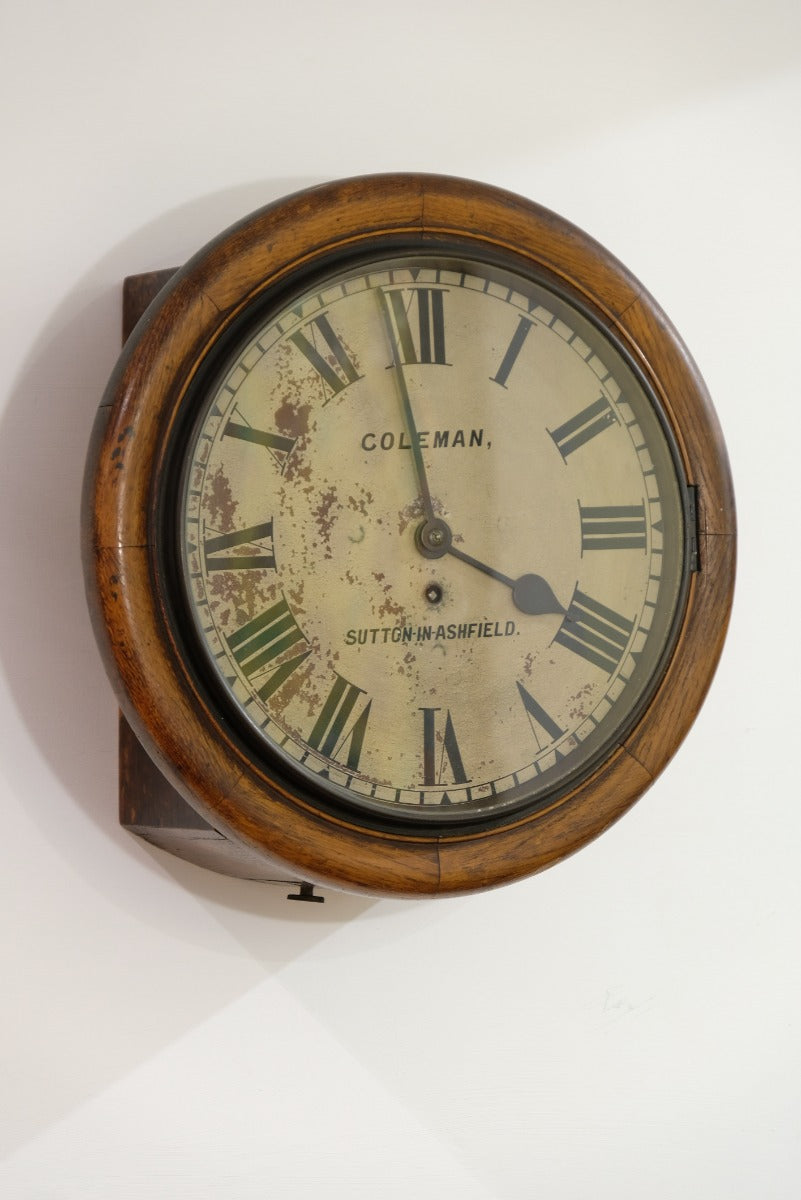 19th Century Oak Wall Clock With Single Fusee Timepiece