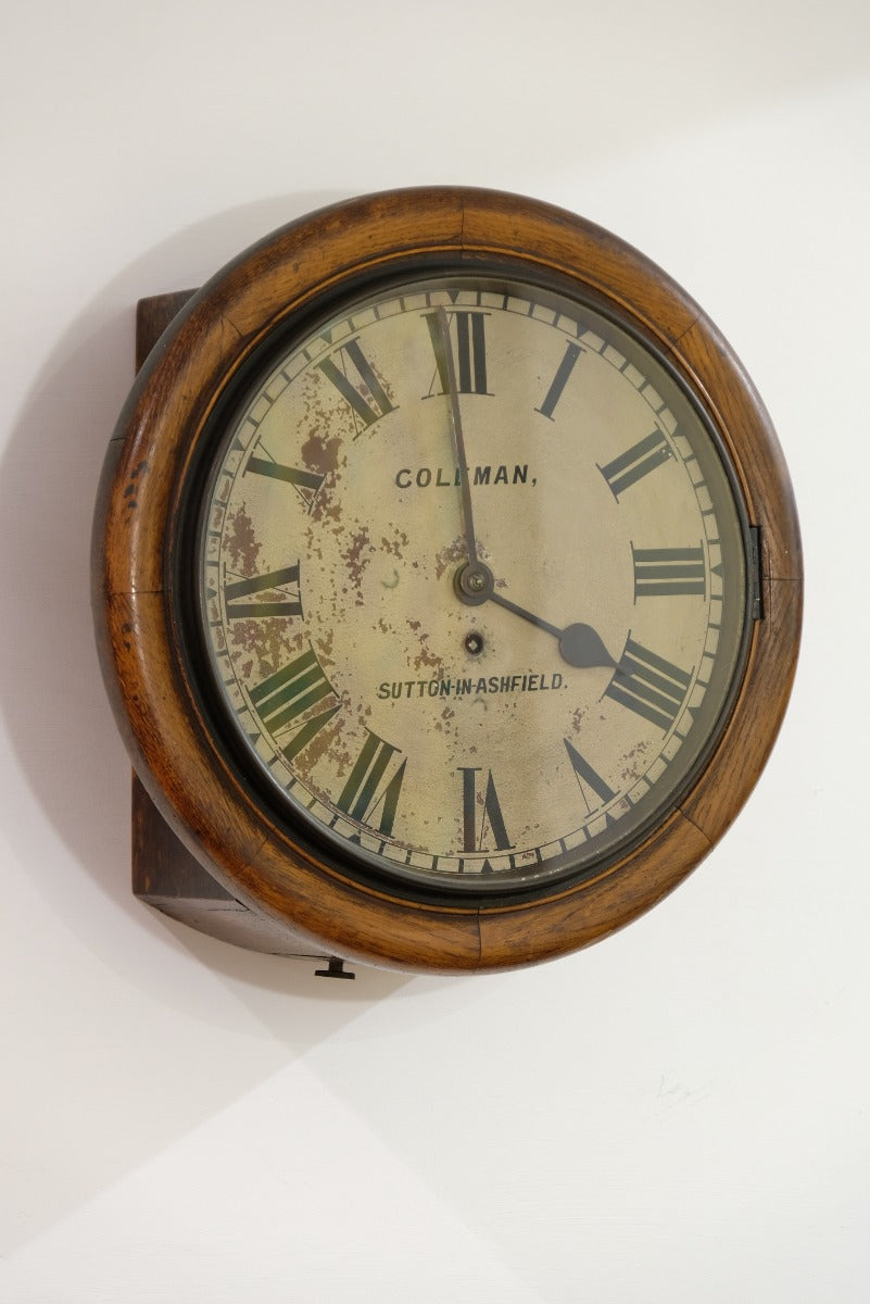 19th Century Oak Wall Clock With Single Fusee Timepiece