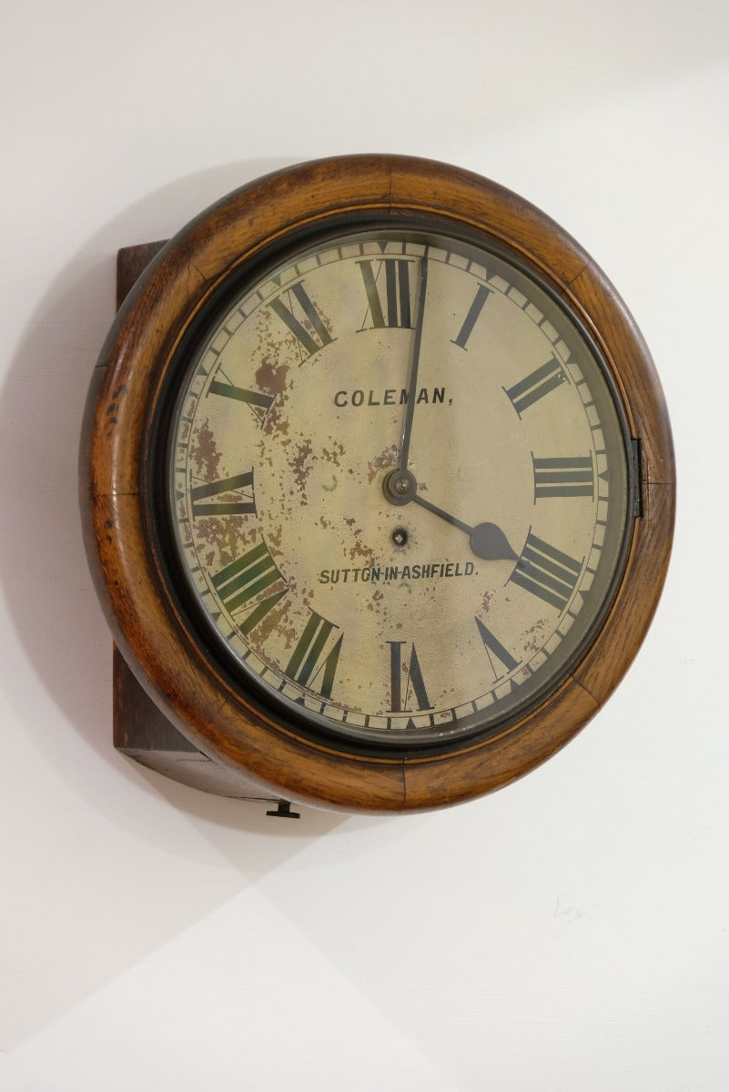 19th Century Oak Wall Clock With Single Fusee Timepiece