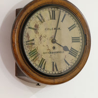 19th Century Oak Wall Clock With Single Fusee Timepiece