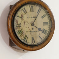 19th Century Oak Wall Clock With Single Fusee Timepiece