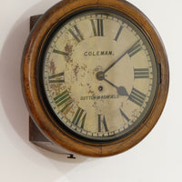 19th Century Oak Wall Clock With Single Fusee Timepiece