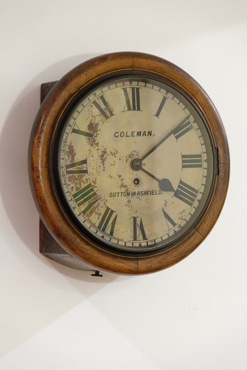 19th Century Oak Wall Clock With Single Fusee Timepiece