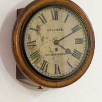 19th Century Oak Wall Clock With Single Fusee Timepiece