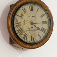 19th Century Oak Wall Clock With Single Fusee Timepiece