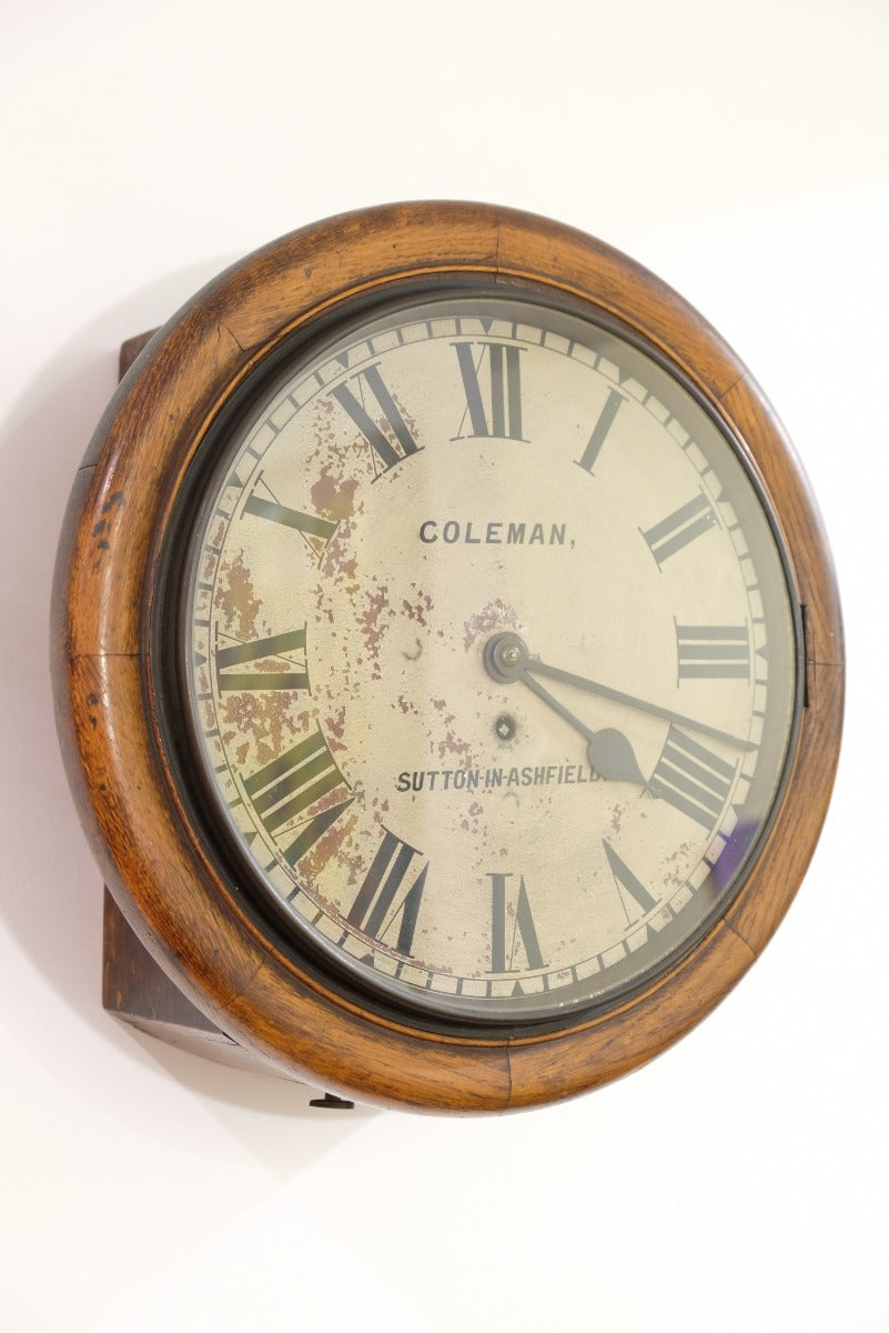19th Century Oak Wall Clock With Single Fusee Timepiece