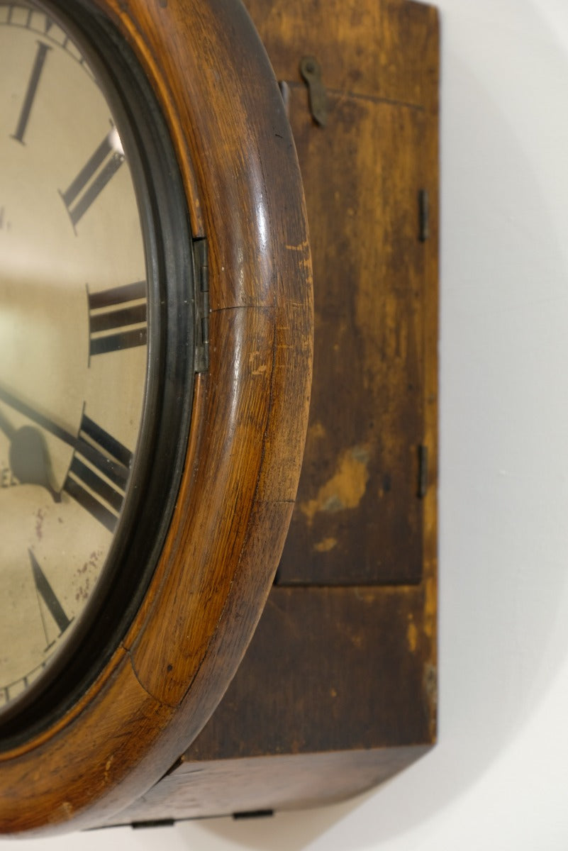 19th Century Oak Wall Clock With Single Fusee Timepiece