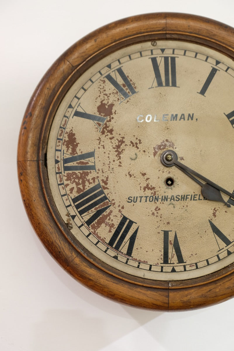 19th Century Oak Wall Clock With Single Fusee Timepiece