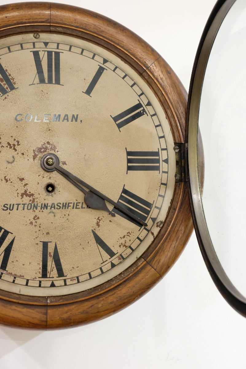 19th Century Oak Wall Clock With Single Fusee Timepiece