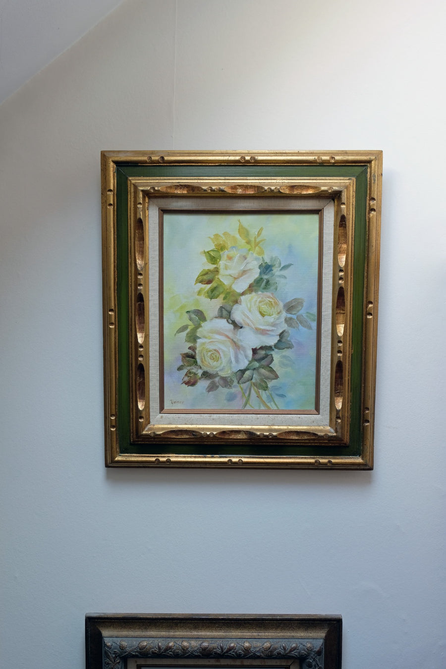 Still life of yellow roses oil on canvas signed Yeiser