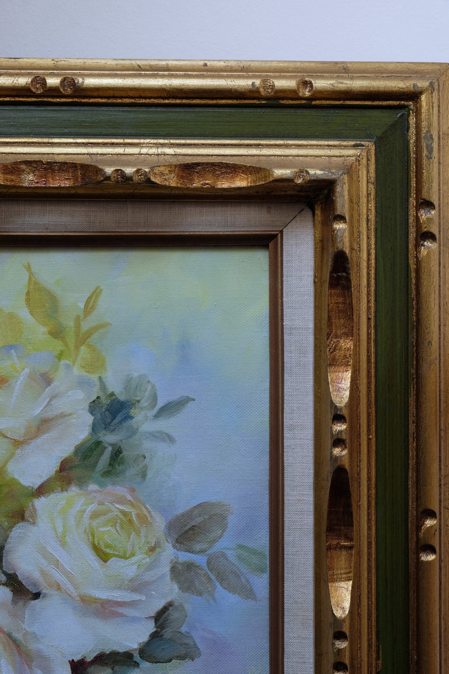 Still life of yellow roses oil on canvas signed Yeiser