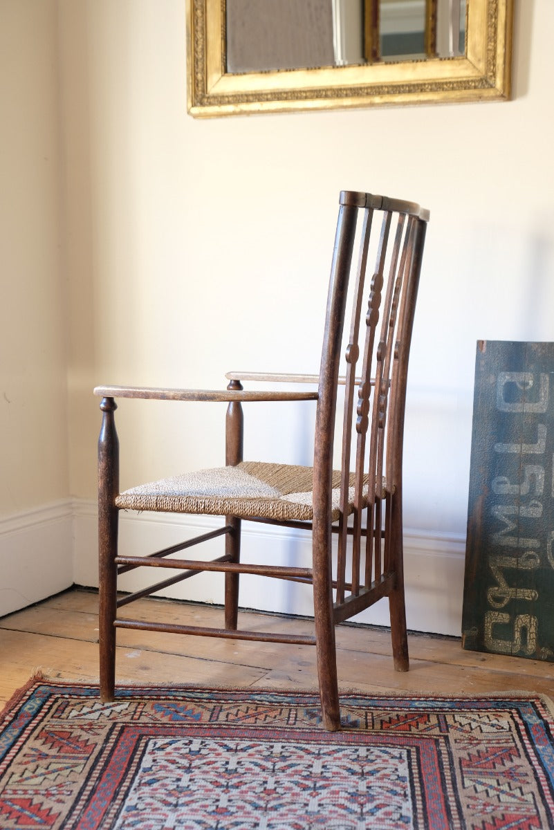19th Century Arts & Crafts Splat Back Beech Chair