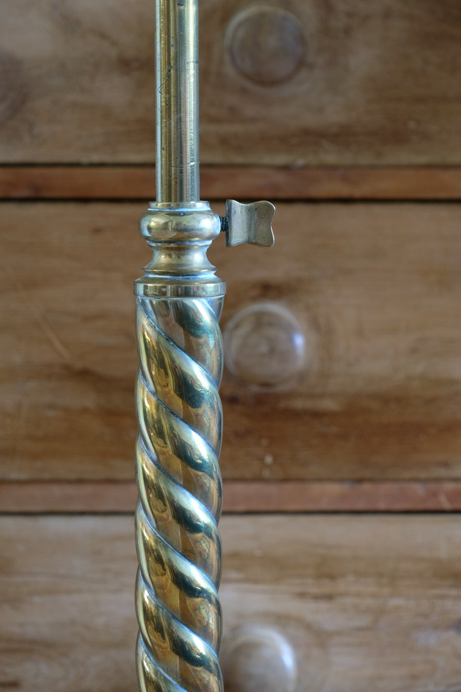 Antique brass telescopic wine table with twisted column and lions paw feet