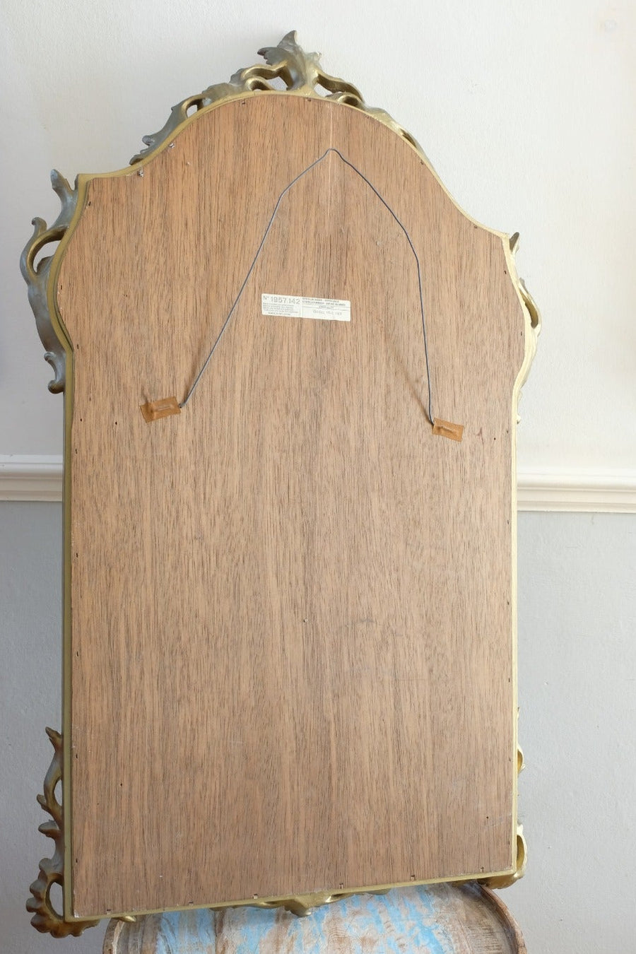 Back of the Italian Baroque Giltwood Wall Mirror 1957