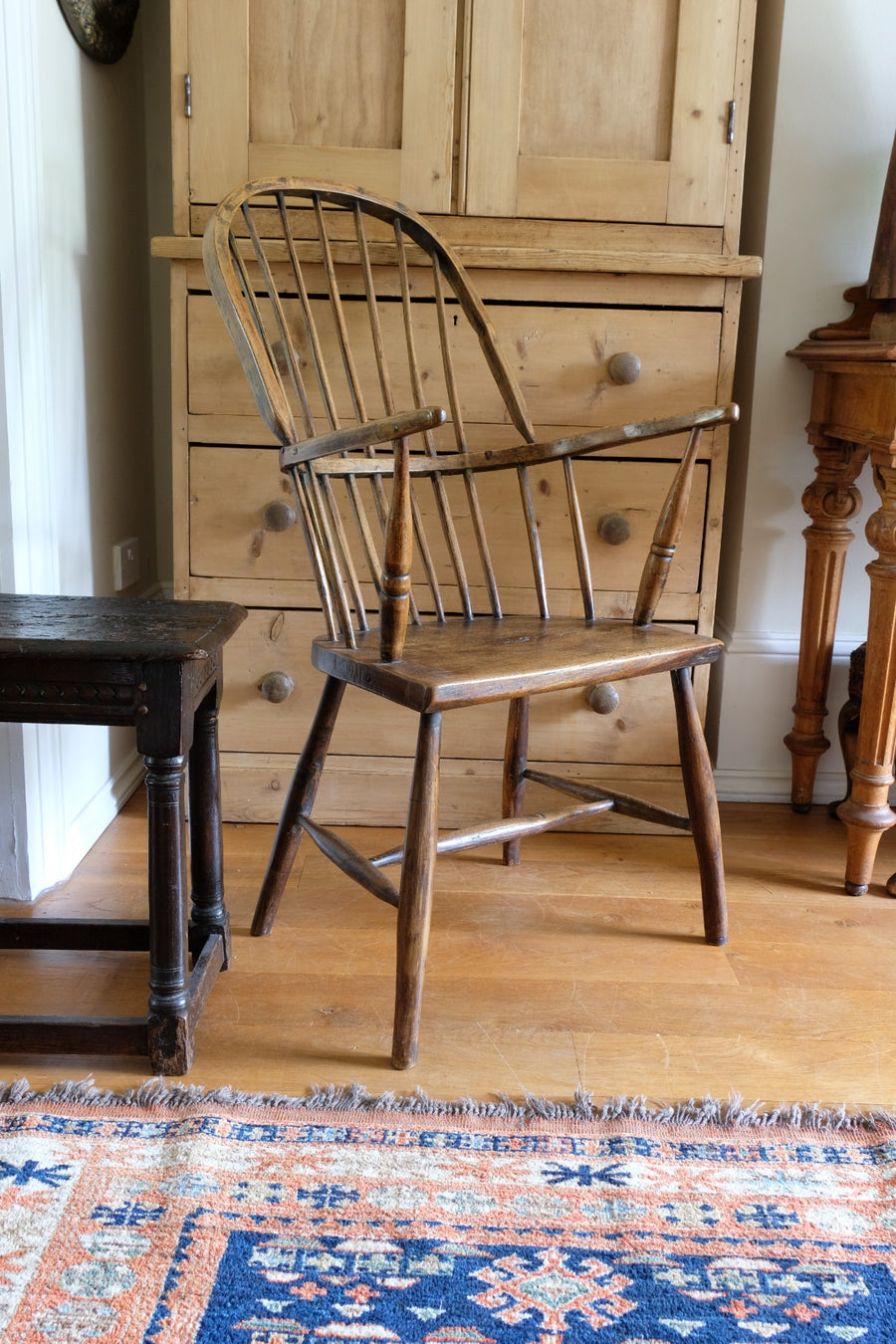 Primitive ash & elm windsor stick back chair circa 1830