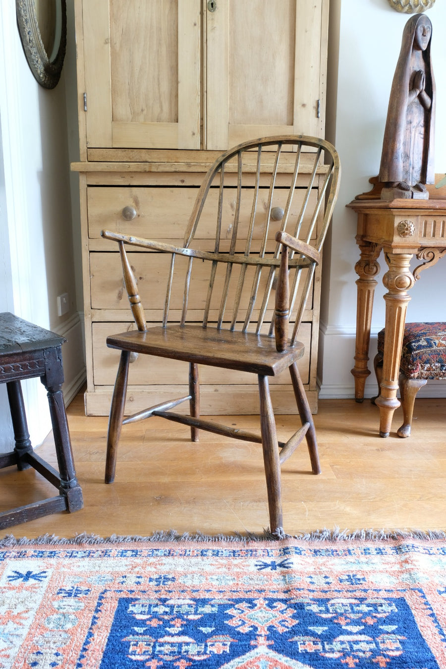 Primitive ash & elm windsor stick back chair circa 1830