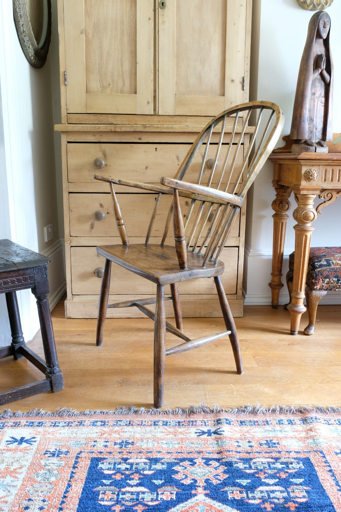 Primitive ash & elm windsor stick back chair circa 1830
