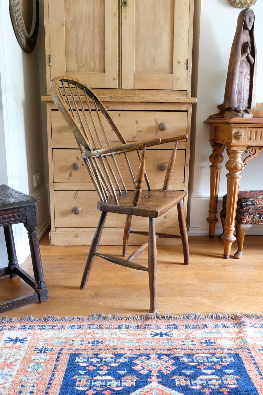 Primitive ash & elm windsor stick back chair circa 1830