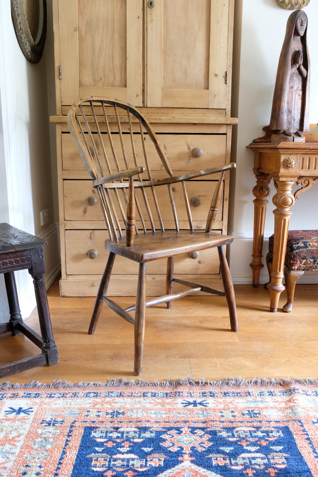 Primitive ash & elm windsor stick back chair circa 1830