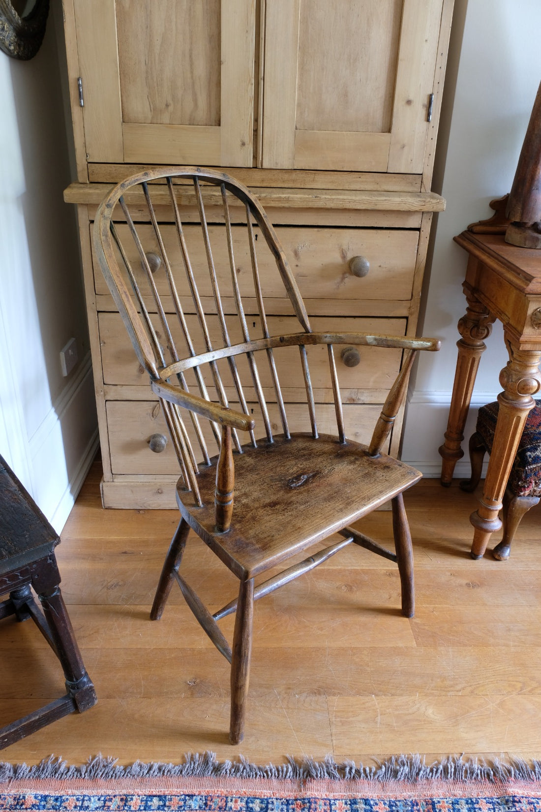 Primitive ash & elm windsor stick back chair circa 1830