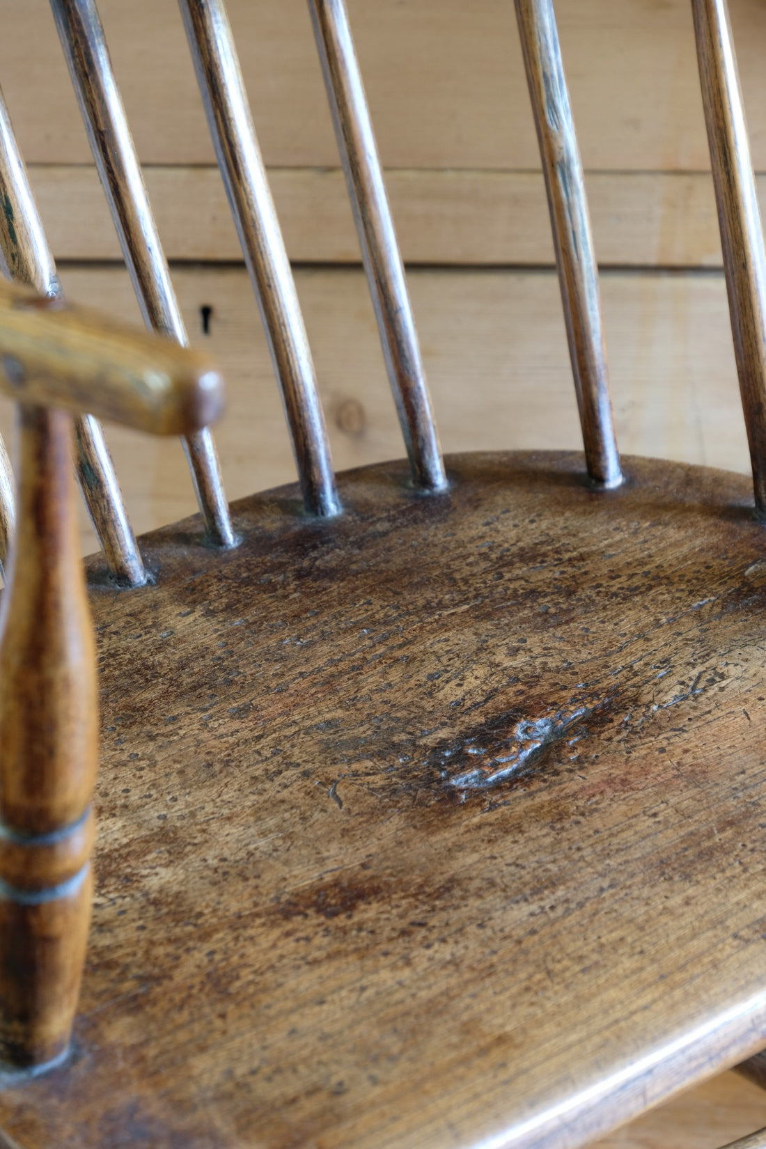 Primitive ash & elm windsor stick back chair circa 1830