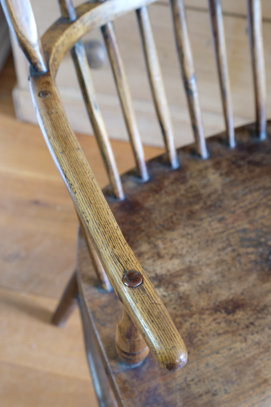 Primitive ash & elm windsor stick back chair circa 1830