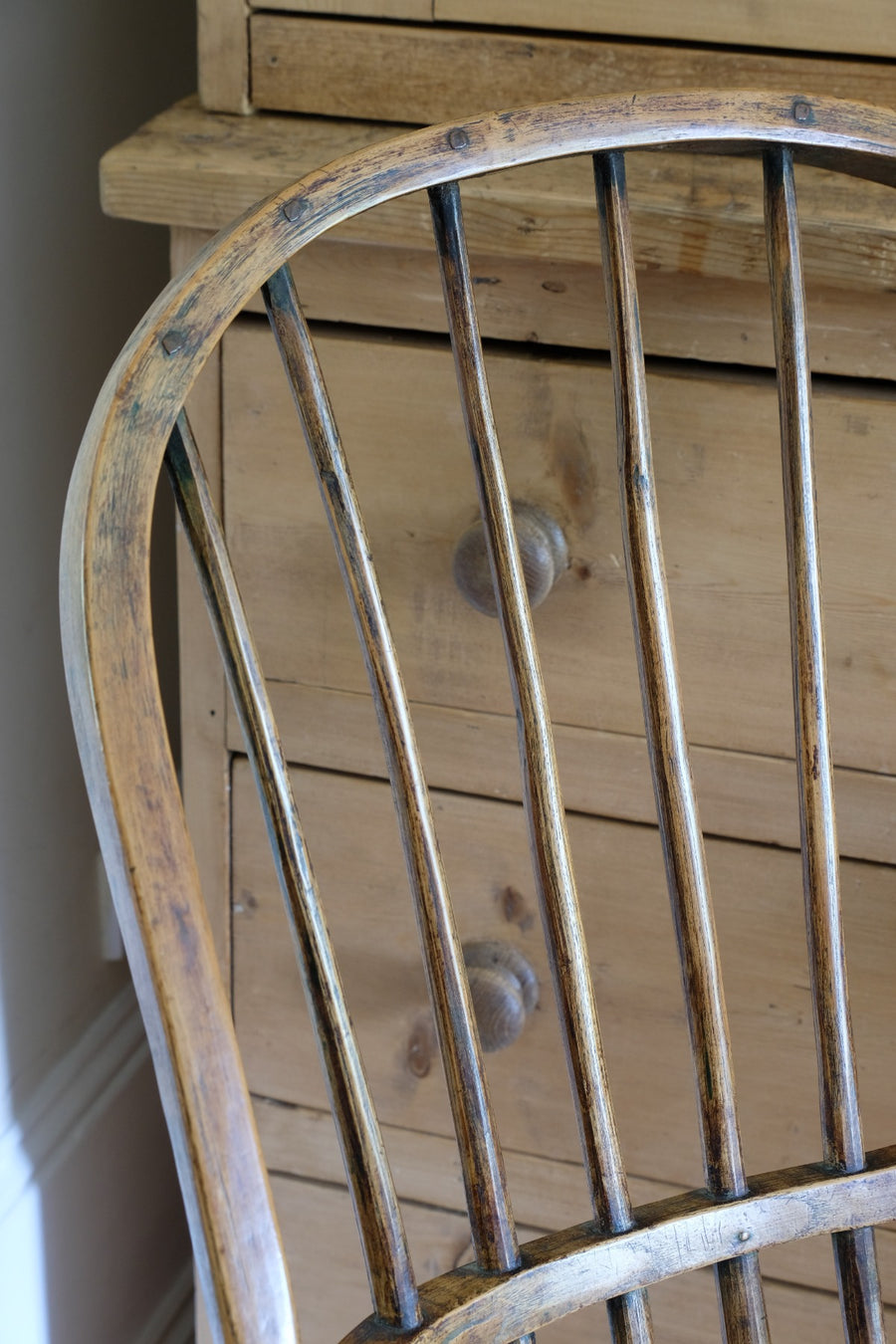 Primitive ash & elm windsor stick back chair circa 1830