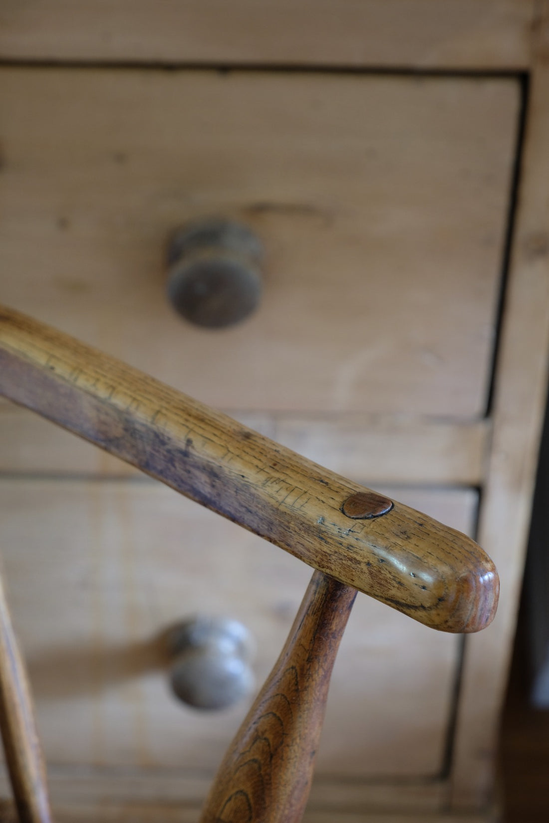 Primitive ash & elm windsor stick back chair circa 1830
