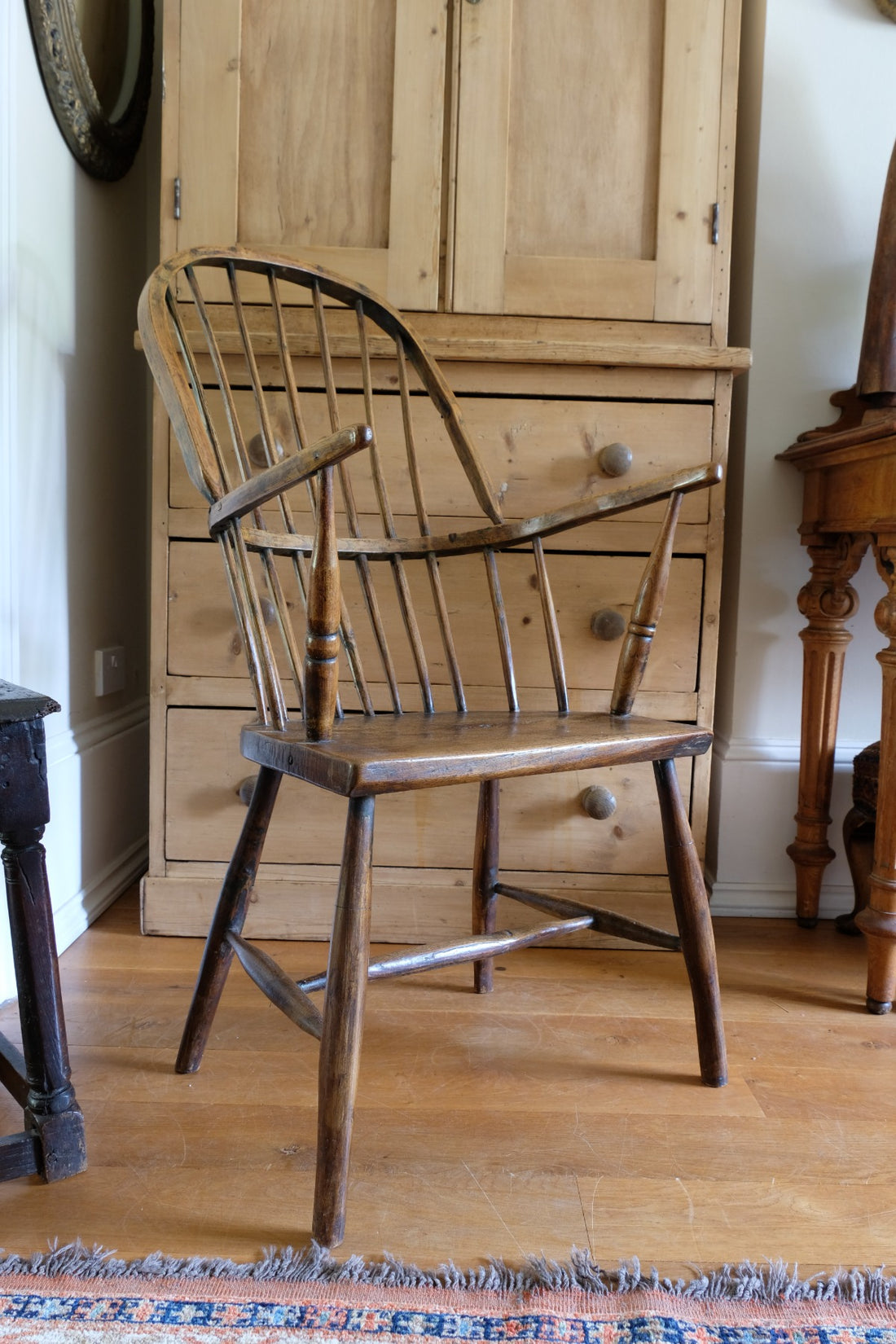 Primitive ash & elm windsor stick back chair circa 1830